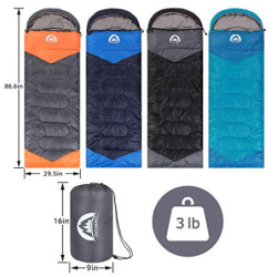 SWTMERRY - Schlafsack für 3-4 Jahreszeiten  Sommer, Frühling, Herbst, Winter  warmes und kühles Wetter – leicht, Jugendliche 