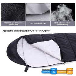 Schlafsack Outdoor Mumienschlafsack: Sportneer 3–4 Jahreszeiten Leichtes Wasserabweisend Schlafsack 5 ℃ - 15 ℃ für Reise Fest