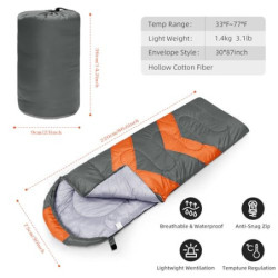 Zusentee Schlafsack 3-4 Jahreszeite für Outdoor Camping Warme Einzelne Erwachsene Wasserdicht Leichter Ultraleicht Schlafsack