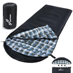 Sportneer Schlafsack Outdoor - Winterschlafsack Flanell 220 x 85 cm Schlafsack Winter mit Abnehmbarer Kapuze, Kompakt Deckens