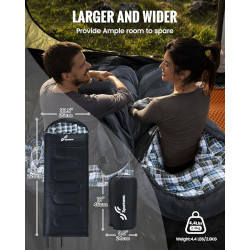 Sportneer Schlafsack Outdoor - Winterschlafsack Flanell 220 x 85 cm Schlafsack Winter mit Abnehmbarer Kapuze, Kompakt Deckens