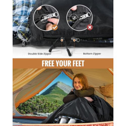 Sportneer Schlafsack Outdoor - Winterschlafsack Flanell 220 x 85 cm Schlafsack Winter mit Abnehmbarer Kapuze, Kompakt Deckens