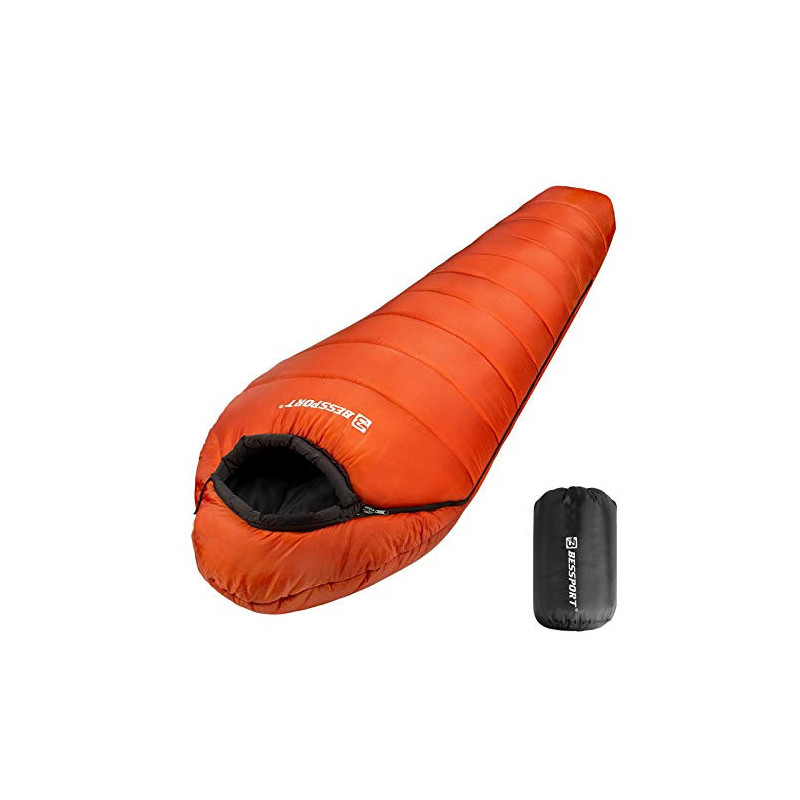 Bessport Schlafsack 3-4 Jahreszeiten Wasserabweisend Winter Mumienschlafsack Temperatur 0°C Warm für Outdoor Camping Festival