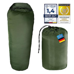 LightDry® Mumien-Schlafsack Thermo 3-Jahreszeiten High-Tech Mikrofaser Schlafsack bis -13°C. Leicht, Kompakt, Warm  Olivgrün 