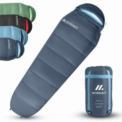 NORDMUT® Schlafsack Outdoor 4-Jahreszeiten [300 GSM] -4°C bis 6°C Schlafsack Kleines Packmaß - Sleeping Bag Camping, Trekking