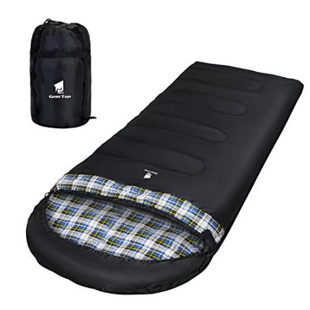 GEERTOP Schlafsack XXL 3-4 Jahreszeiten Flanell Extra Large 220x100cm für Erwachsene Kompakte Tragbare Komfortable für Campin
