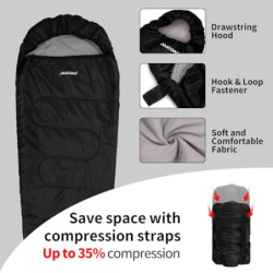 JAICOM Schlafsack - 3, 4 Jahreszeiten Ultraleicht Mumienschlafsack [800g/1600g], Schlafsack Kleines Packmaß & Erwachsene - Ou
