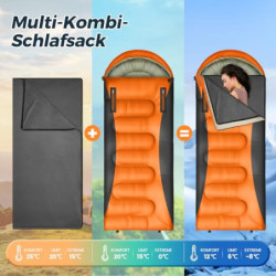 Witnewrage Schlafsack für 4 Jahreszeiten, Schlafsack Outdoor Sommer & Winter mit Camping Decke, Tragbare Schlafsack Erwachsen