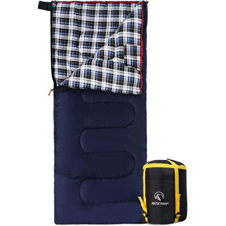 REDCAMP XL Baumwoll Schlafsack warm für Erwachsene,Bequeme Flanell Kompakt deckenschlafsack 3-4 Jahreszeit Kaltes Wetter Outd