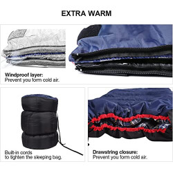 REDCAMP XL Baumwoll Schlafsack warm für Erwachsene,Bequeme Flanell Kompakt deckenschlafsack 3-4 Jahreszeit Kaltes Wetter Outd