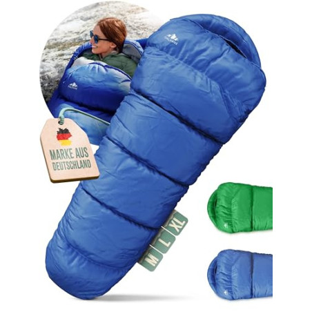 ONLYHIKE® Innovativer 3 Jahreszeiten Schlafsack Outdoor [L] | Mumienschlafsack Kombinierbar & Ultraleicht für Wandern, Trekki
