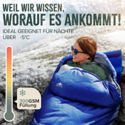 ONLYHIKE® Innovativer 3 Jahreszeiten Schlafsack Outdoor [L] | Mumienschlafsack Kombinierbar & Ultraleicht für Wandern, Trekki