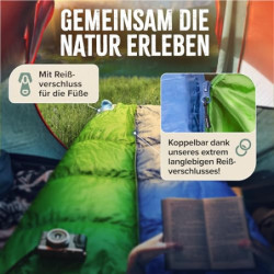 ONLYHIKE® Innovativer 3 Jahreszeiten Schlafsack Outdoor [L] | Mumienschlafsack Kombinierbar & Ultraleicht für Wandern, Trekki