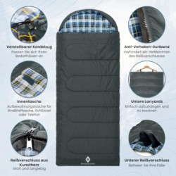 PLATINUM GOLD Flanellschlafsack für Erwachsene, 3–4-Jahreszeiten-XL-Schlafsack, Einzelschlafsack für 1 Person, Schlafsack Out