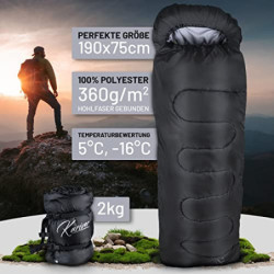 KARIVER Schlafsack 3-4 Jahreszeiten  360GSM / 2kg  wasserabweisend, waschmaschinenfester Deckenschlafsack für Outdoor & Indoo