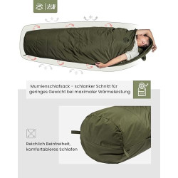 OneTigris Schlafsack Outdoor kleines Packmaß 3 Jahreszeiten 8 °C -15 °C Mumienschlafsack Ultraleicht kompakt für Camping, Rei