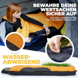 ACTIVE SPARK Schlafsack Winter & 3 Jahreszeiten – wasserabweisend & atmungsaktiv – Nie mehr kalte Füße Dank Taschenwärmer-Tas