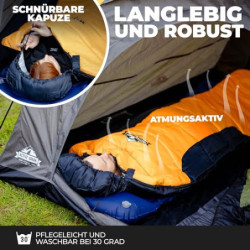 ACTIVE SPARK Schlafsack Winter & 3 Jahreszeiten – wasserabweisend & atmungsaktiv – Nie mehr kalte Füße Dank Taschenwärmer-Tas