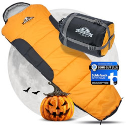 ACTIVE SPARK Schlafsack Winter & 3 Jahreszeiten – wasserabweisend & atmungsaktiv – Nie mehr kalte Füße Dank Taschenwärmer-Tas
