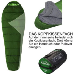 Norskskin Leichter Schlafsack 4 Jahreszeiten 0°C bis -23°C - Mumienschlafsack extra lang  230 x 82 cm  - wasserabweisender Sc