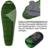 Norskskin Leichter Schlafsack 4 Jahreszeiten 0°C bis -23°C - Mumienschlafsack extra lang  230 x 82 cm  - wasserabweisender Sc
