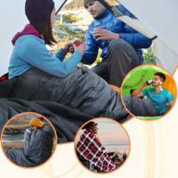 Poepore Schlafsack Outdoor Winter für Erwachsene Extra Breit 4 Jahreszeiten XXL Schlafsäcke Warmer Baumwolle Flanell Deckensc