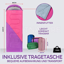 Clostnature Schlafsack Outdoor mit Erwachsene, Leichter Schlafsäcke für Camping, 3-4 Jahreszeiten Deckenschlafsäcke mit Klein