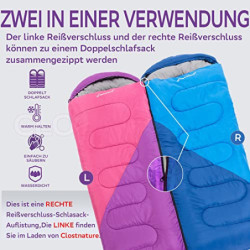 Clostnature Schlafsack Outdoor mit Erwachsene, Leichter Schlafsäcke für Camping, 3-4 Jahreszeiten Deckenschlafsäcke mit Klein