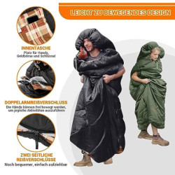 Kingcamp Flanellschlafsack 100 cm breit XXL, Warm Schlafsack mit Reißverschluss für Arme, 3-4 Jahreszeiten Schlafsäcke groß, 