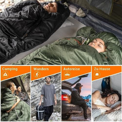 Kingcamp Flanellschlafsack 100 cm breit XXL, Warm Schlafsack mit Reißverschluss für Arme, 3-4 Jahreszeiten Schlafsäcke groß, 