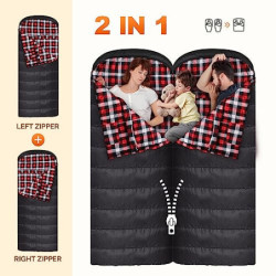 Poepore XXL Schlafsack Outdoor für Erwachsene 3–4 Jahreszeiten Baumwolle Flanellfutter Camping Schlafsäcke Winter Deckenschla