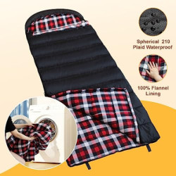Poepore XXL Schlafsack Outdoor für Erwachsene 3–4 Jahreszeiten Baumwolle Flanellfutter Camping Schlafsäcke Winter Deckenschla
