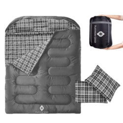 Flanellschlafsack für Erwachsene, 3–4 Jahreszeiten XL-Schlafsack, Schlafsack für 2 Personen, Outdoor-Sommerschlafsack  Grey/G