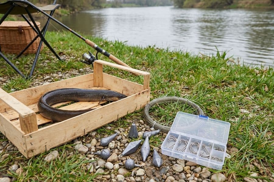 Klassisches Grundangel-Setup für Aal mit Laufblei-Montage und elektronischem Bissanzeiger