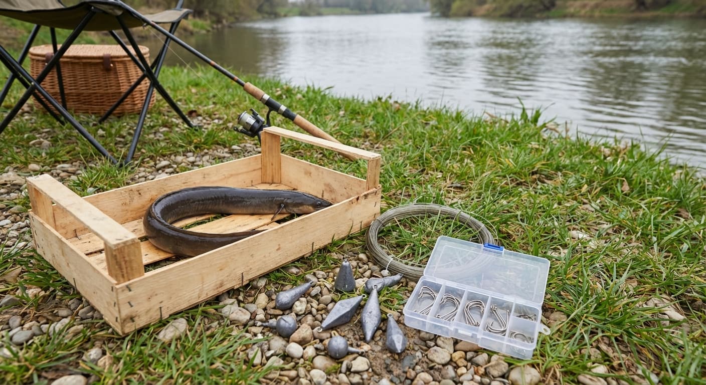 Klassisches Grundangel-Setup für Aal mit Laufblei-Montage und elektronischem Bissanzeiger