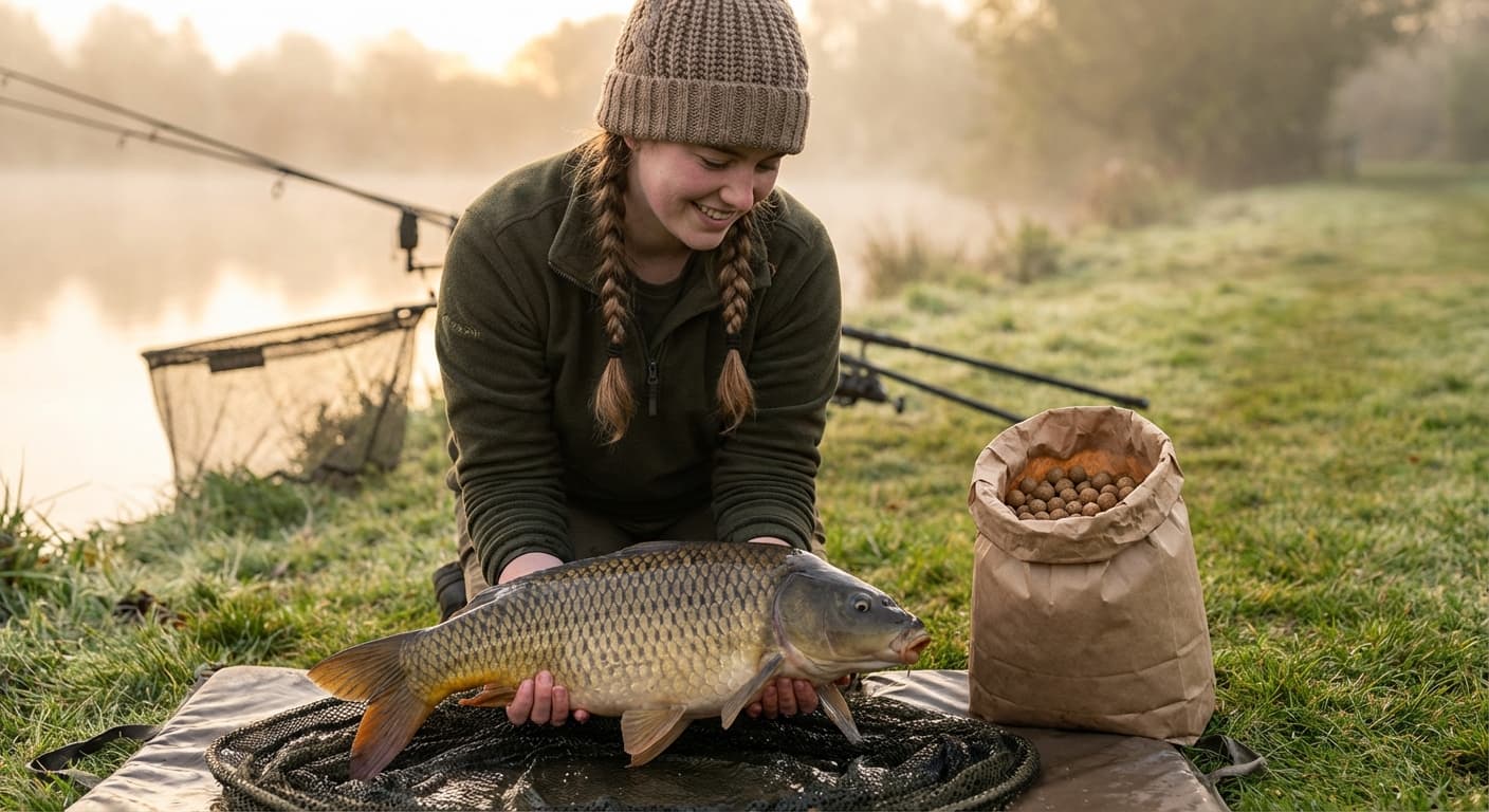 Verschiedene Boilies in unterschiedlichen Farben und Größen