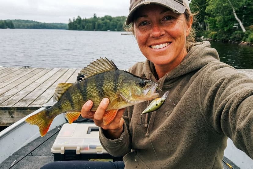 Barsch mit Crankbait gefangen am Gewässerufer