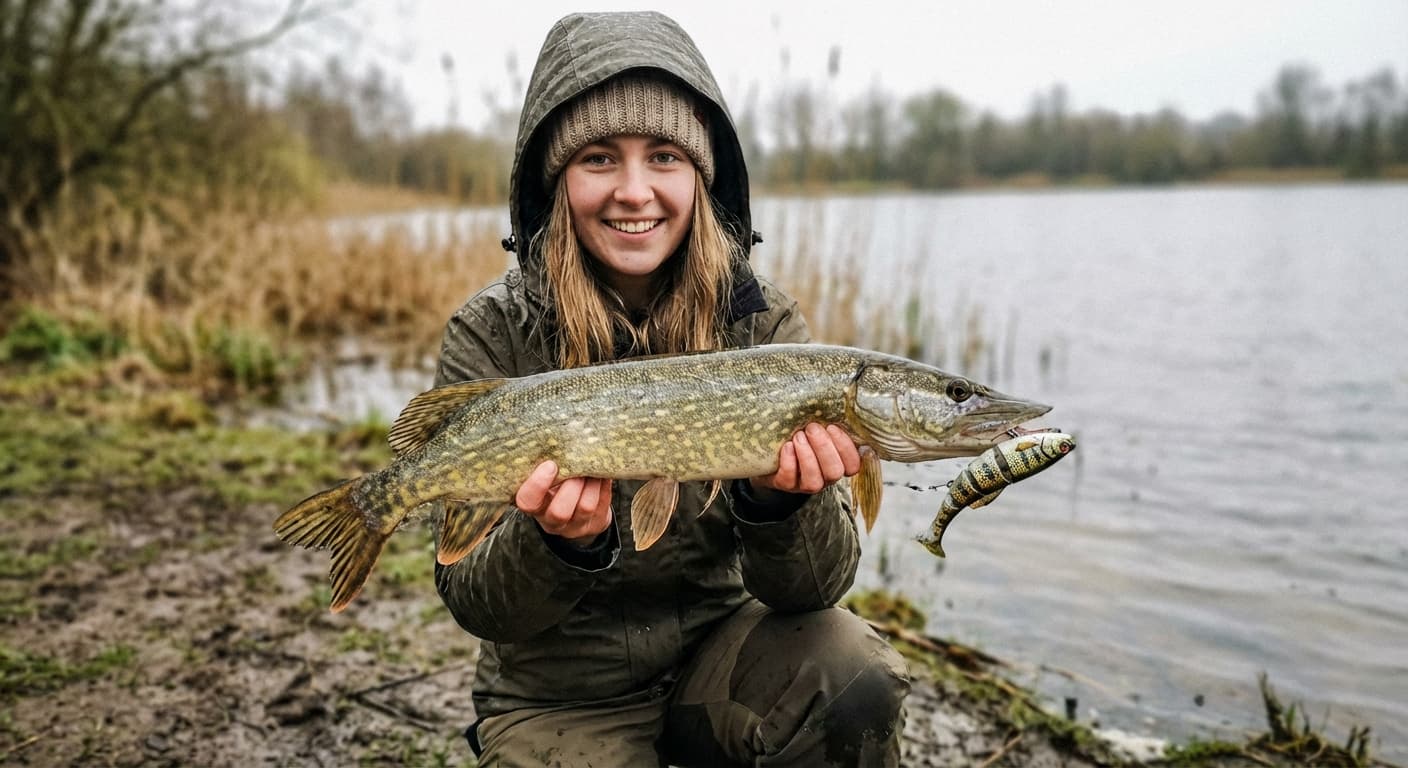Mehrteiliger Swimbait-Köder mit realistischer Fischschuppen-Optik für Hechtangeln