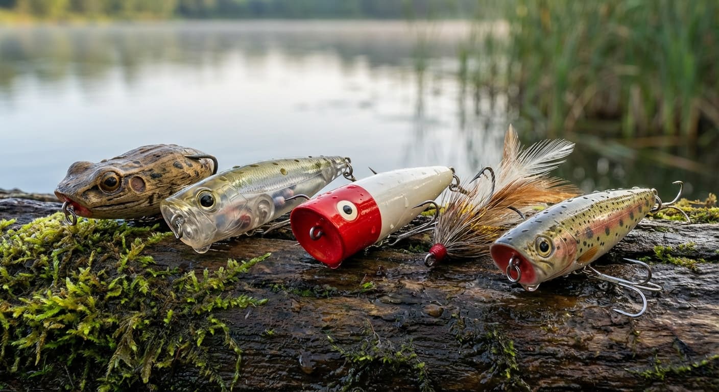 Verschiedene Popper Oberflächenköder für Raubfischangeln