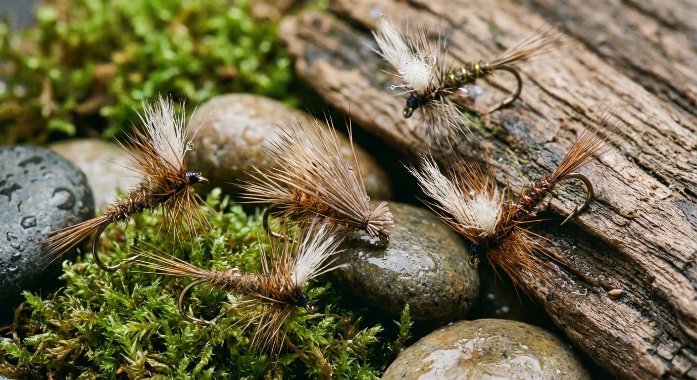 Trockenfliege schwimmt perfekt auf der Wasseroberfläche beim Fliegenfischen