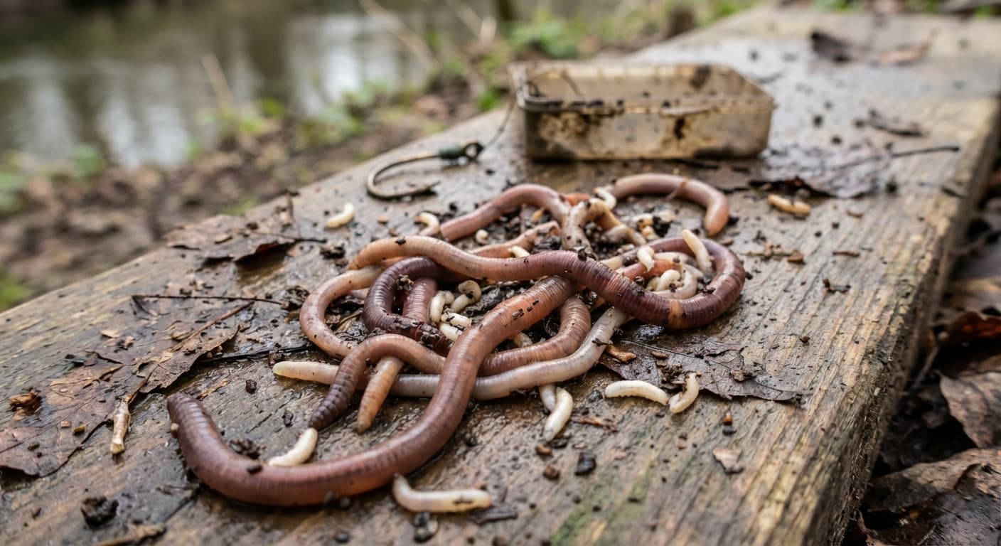 Maden und Tauwürmer als Naturköder für Barben
