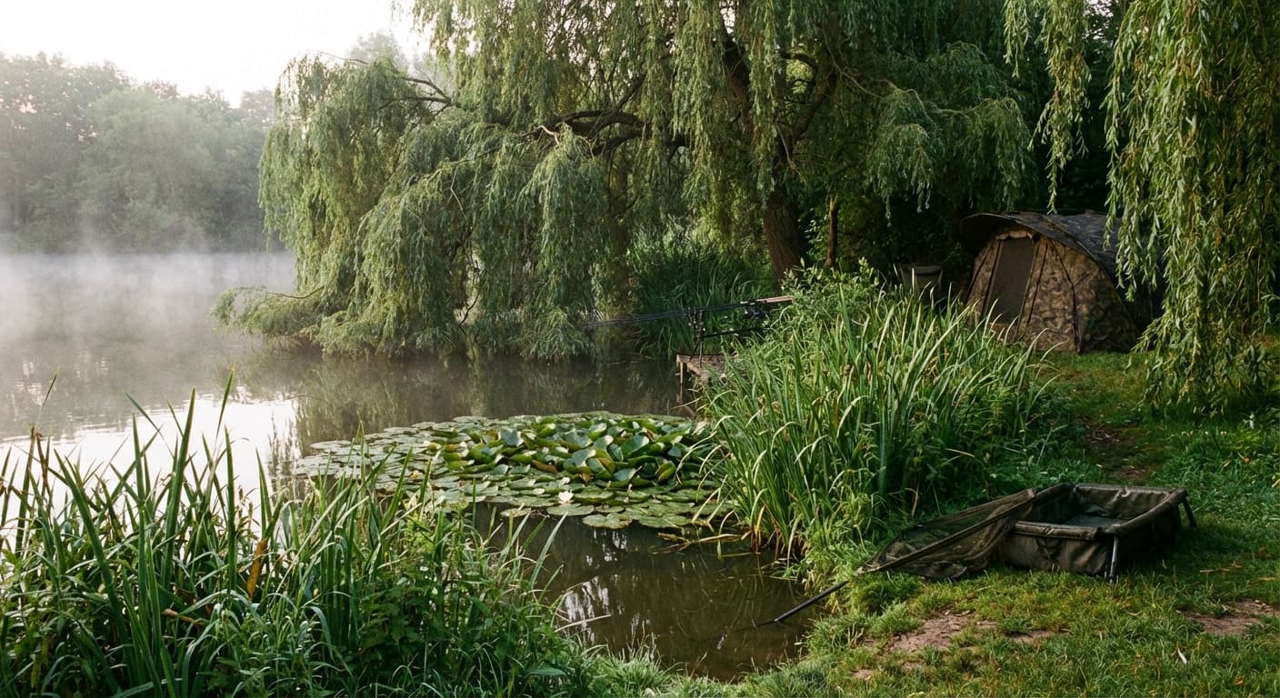 Karpfenspot mit Struktur und Seerosen