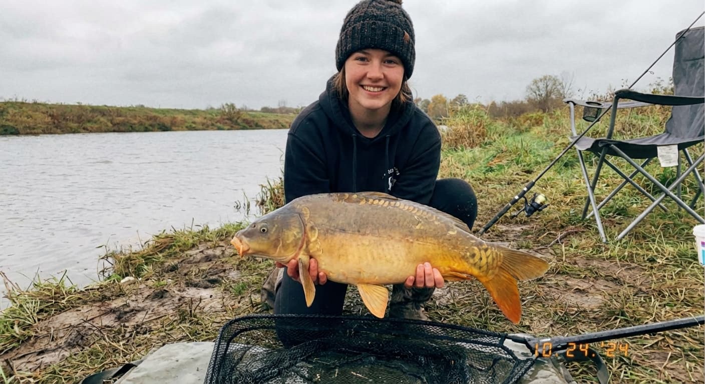 Mädchen mit Spiegelkarpfen